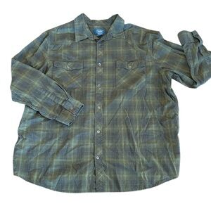 Foundry Supply Green Blue Plaid Button Down Shirt‎ Size XXL